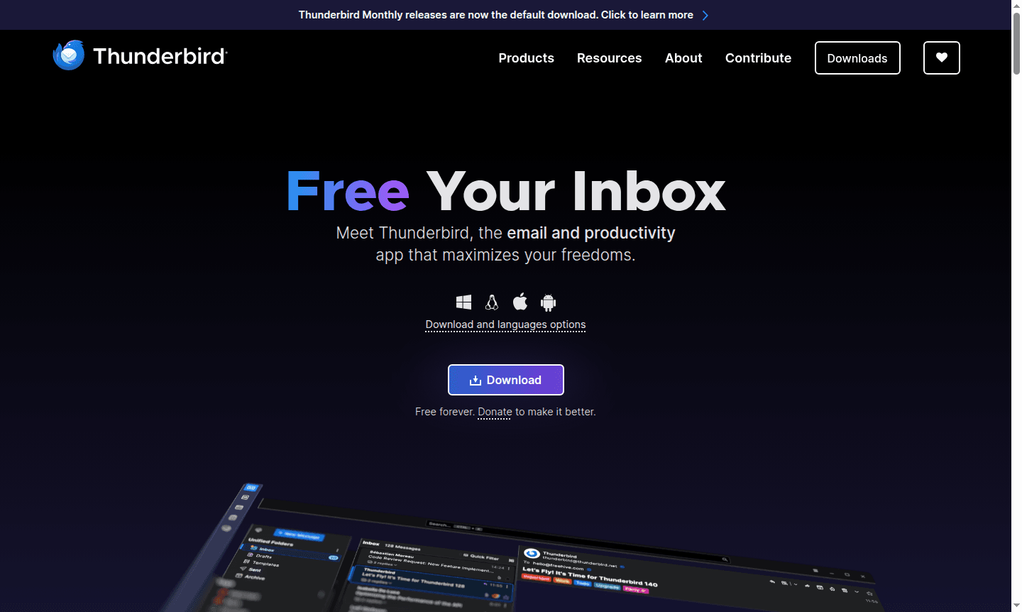 Thunderbird application screenshot