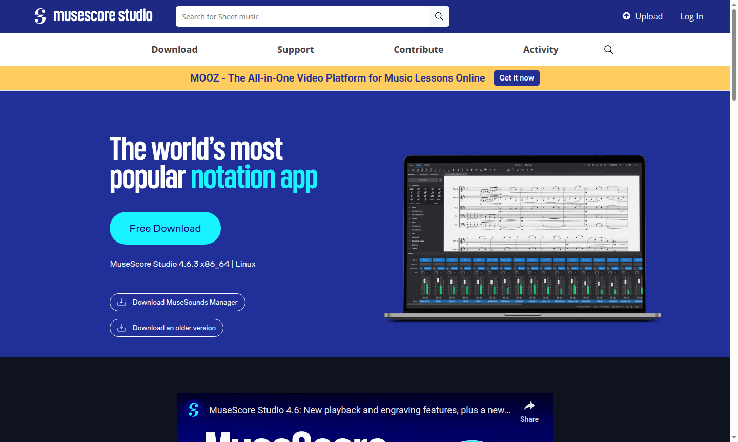 Screenshot of MuseScore Studio application interface