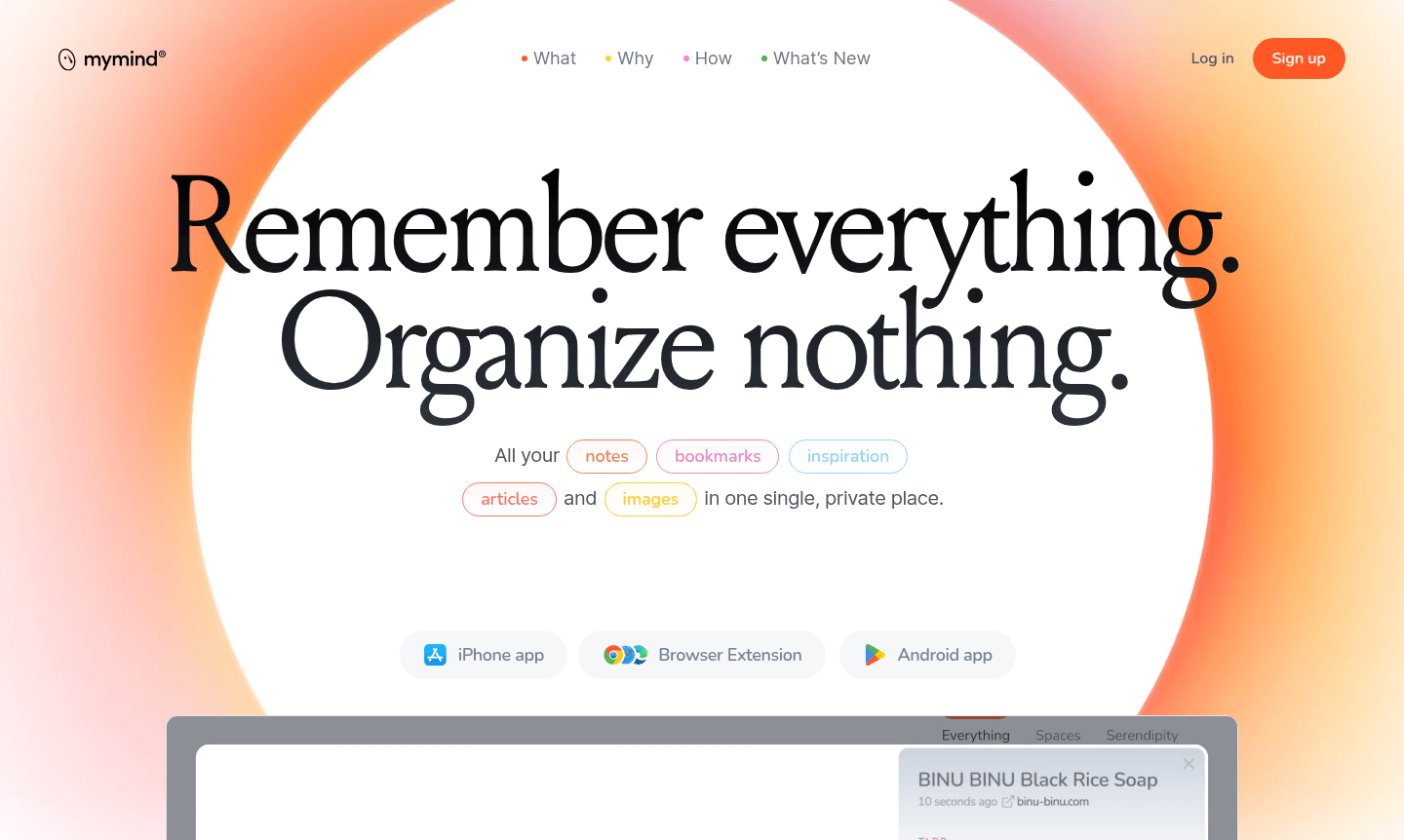 mymind thumbnail showing digital memory interface