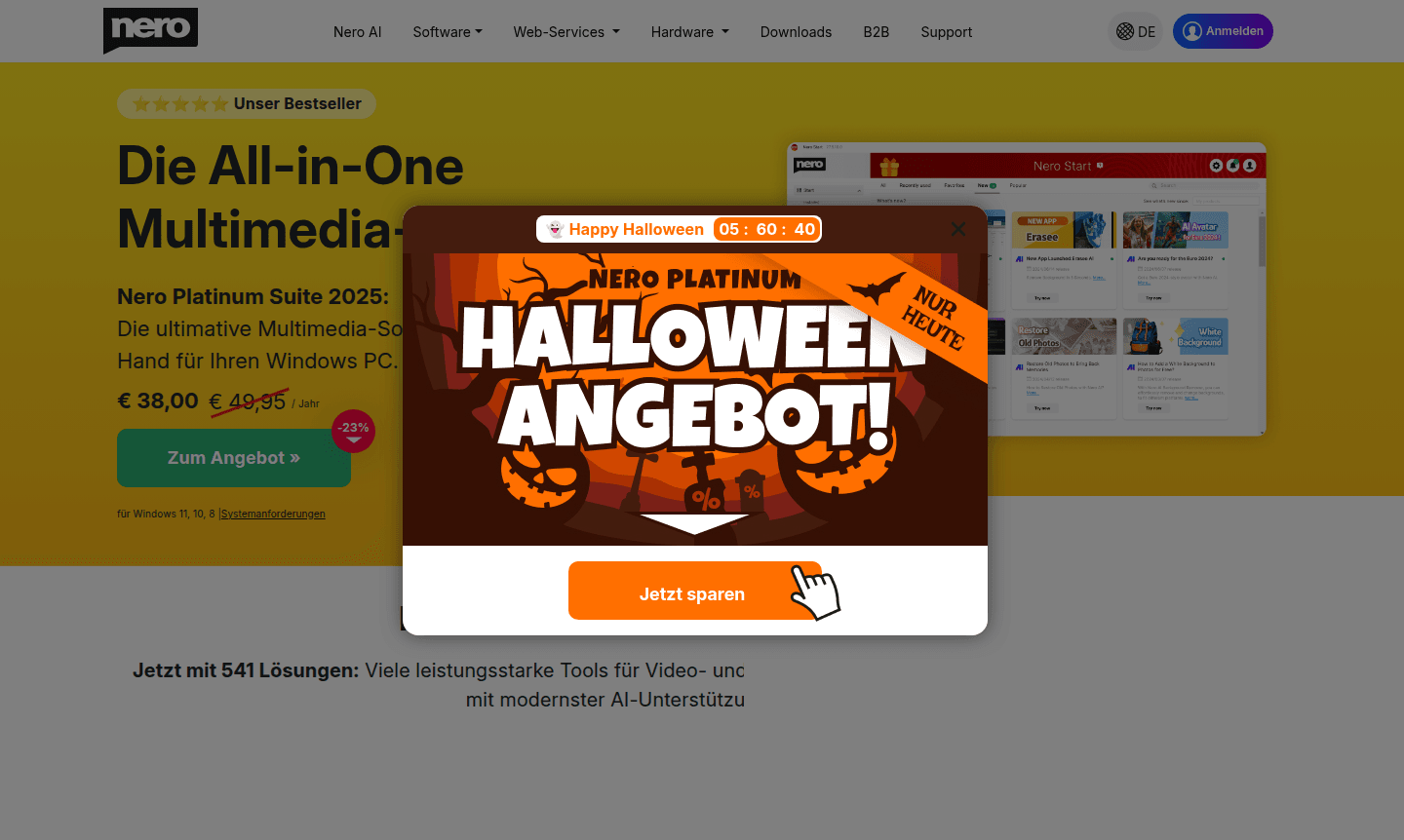 Nero Platinum Suite software interface