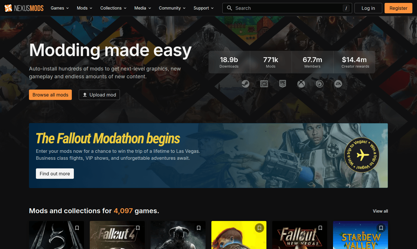 Nexus Mods website thumbnail