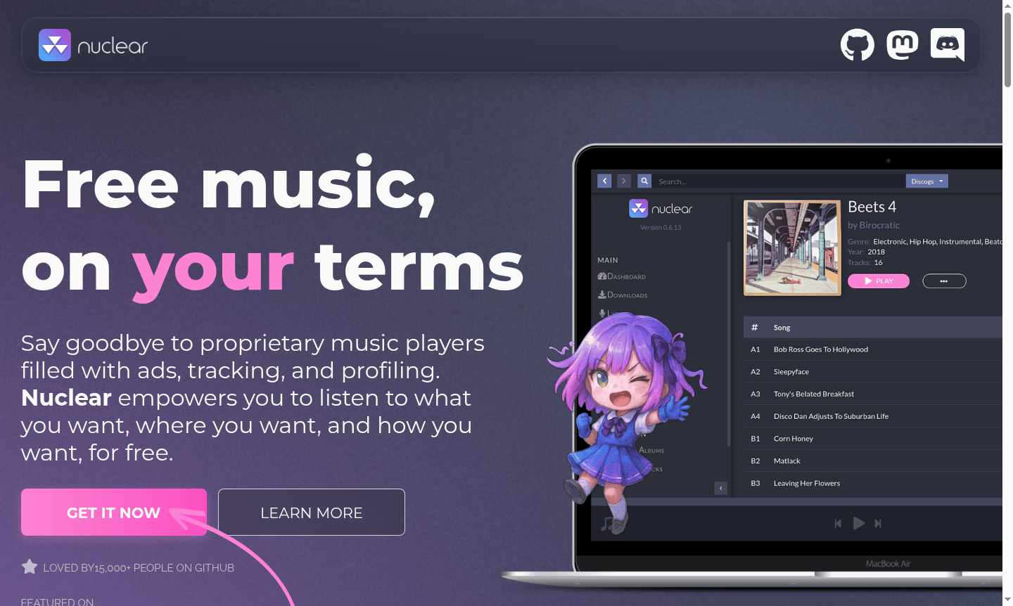 Nuclear Music Player application interface