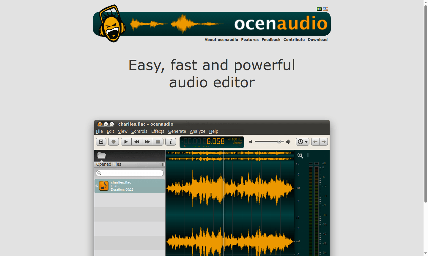 ocenaudio application interface
