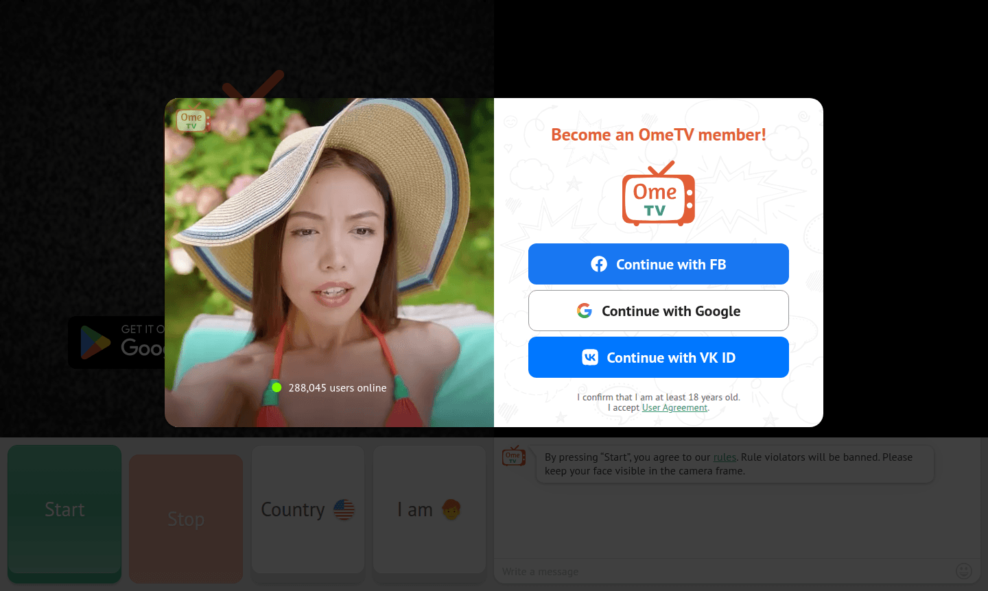 OmeTV video chat interface