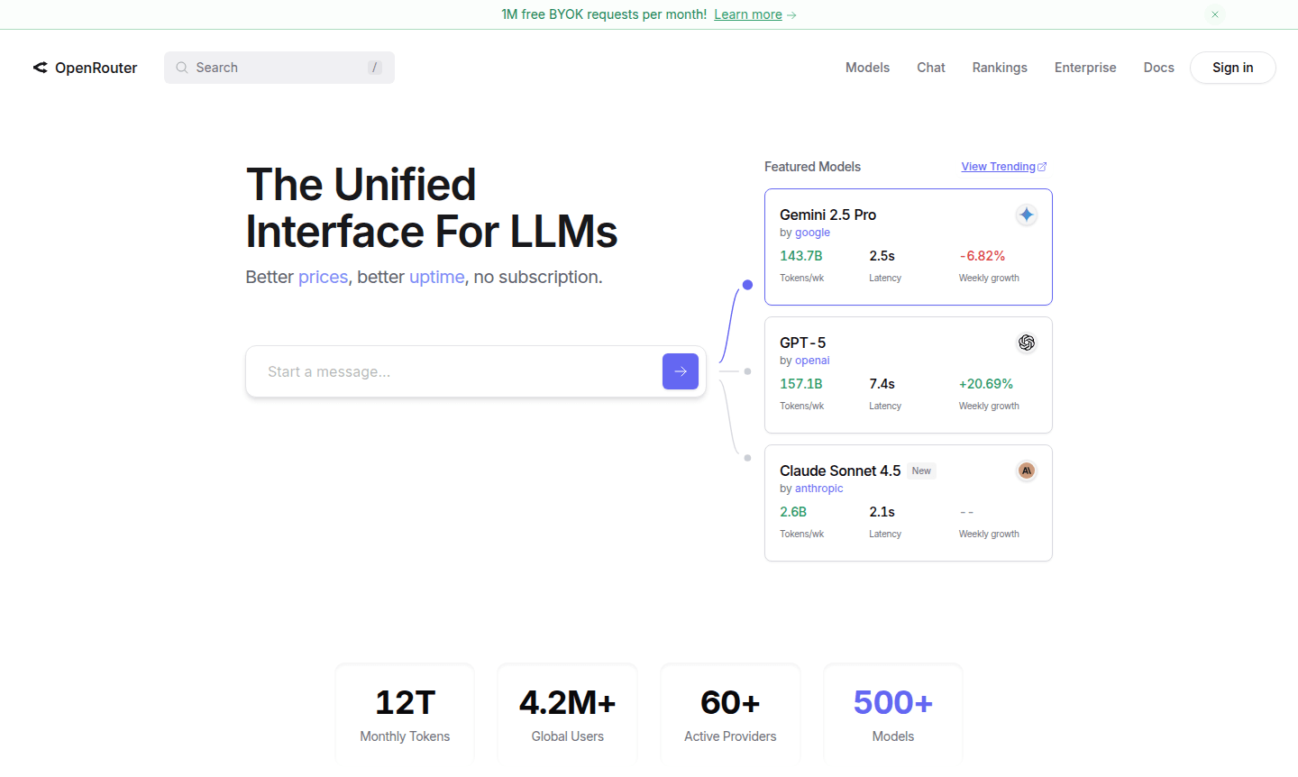 OpenRouter platform interface showing access to multiple AI models