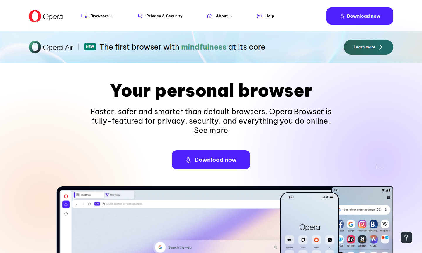 Opera Browser interface preview