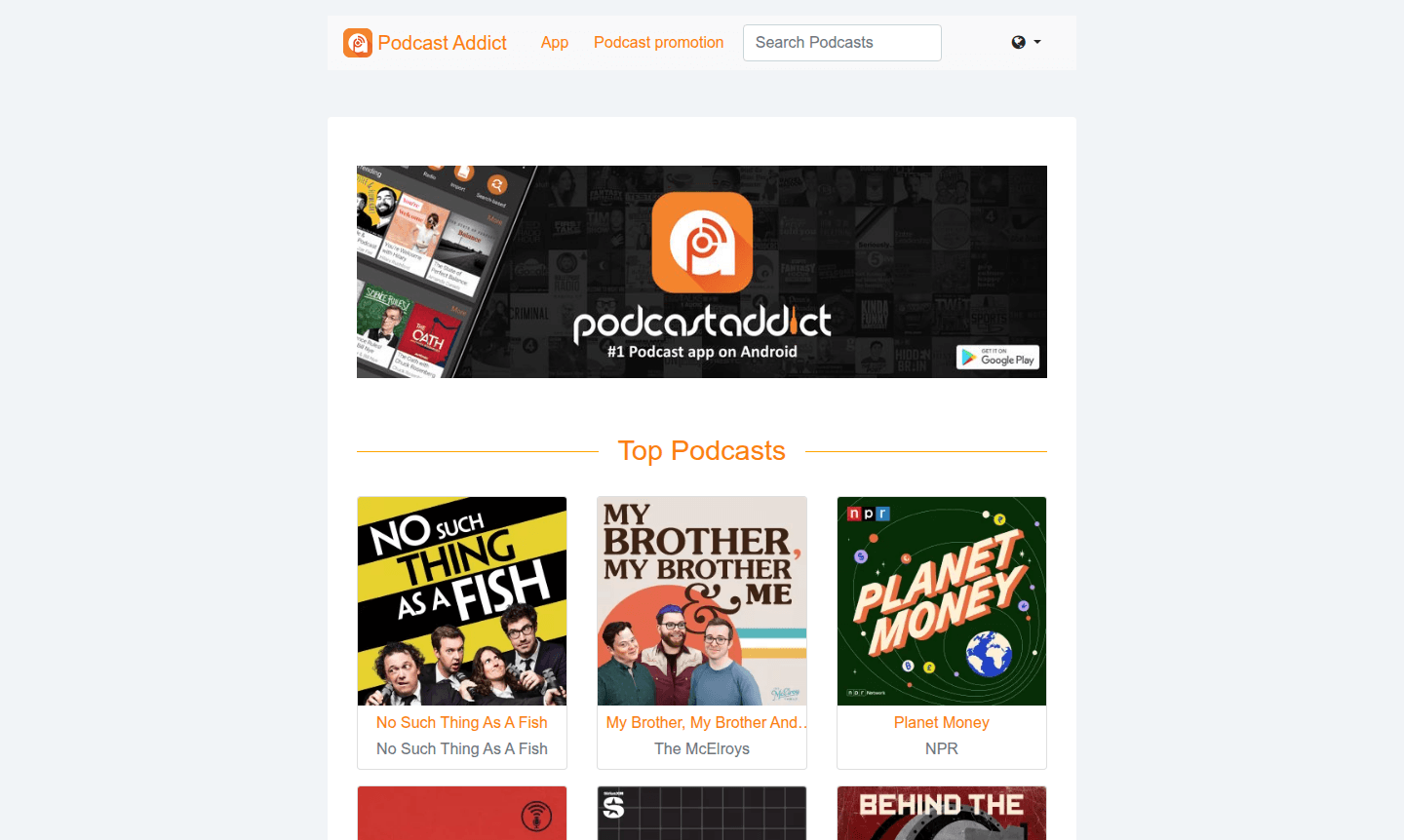 PodcastAddict app interface