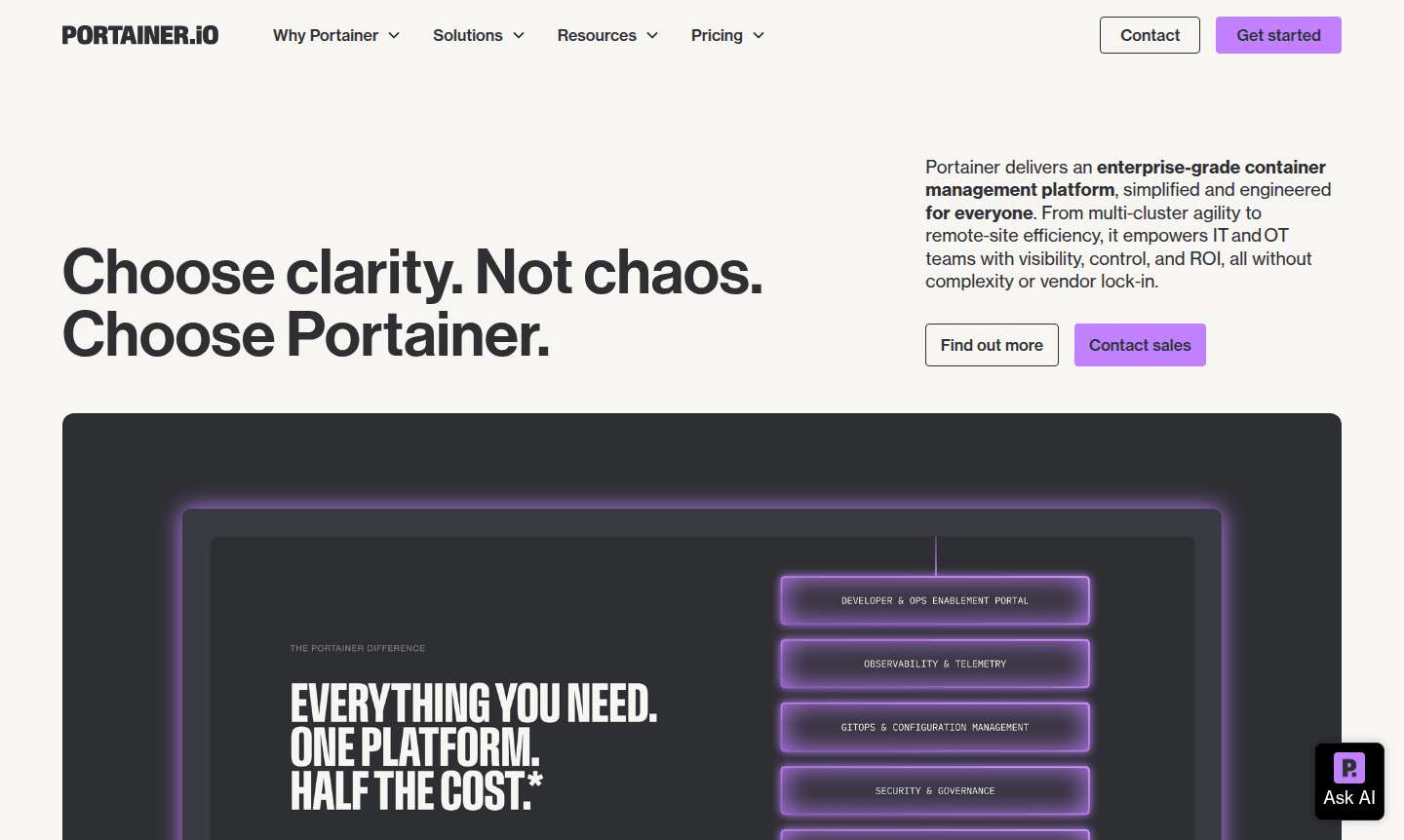 Portainer management dashboard interface