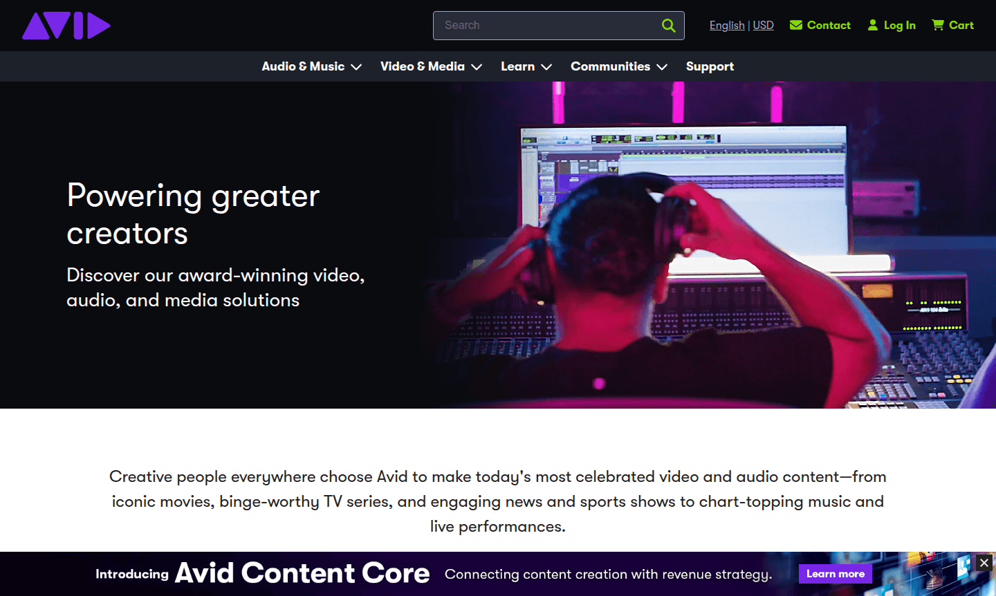 Avid software interface