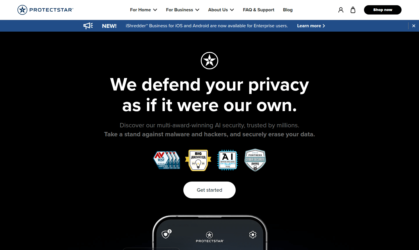 Illustration of Protectstar security suite interface showing various app features