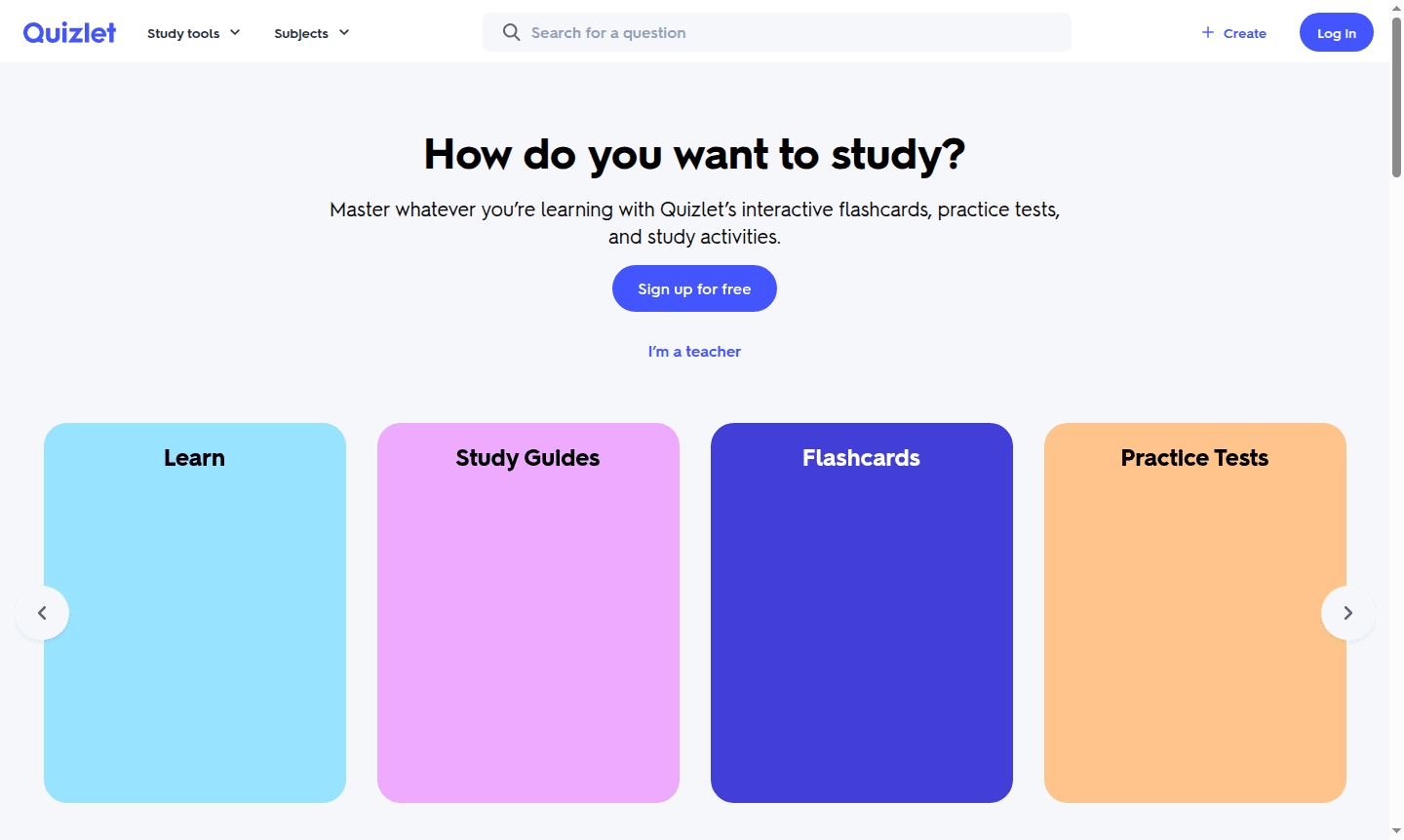 Quizlet study interface