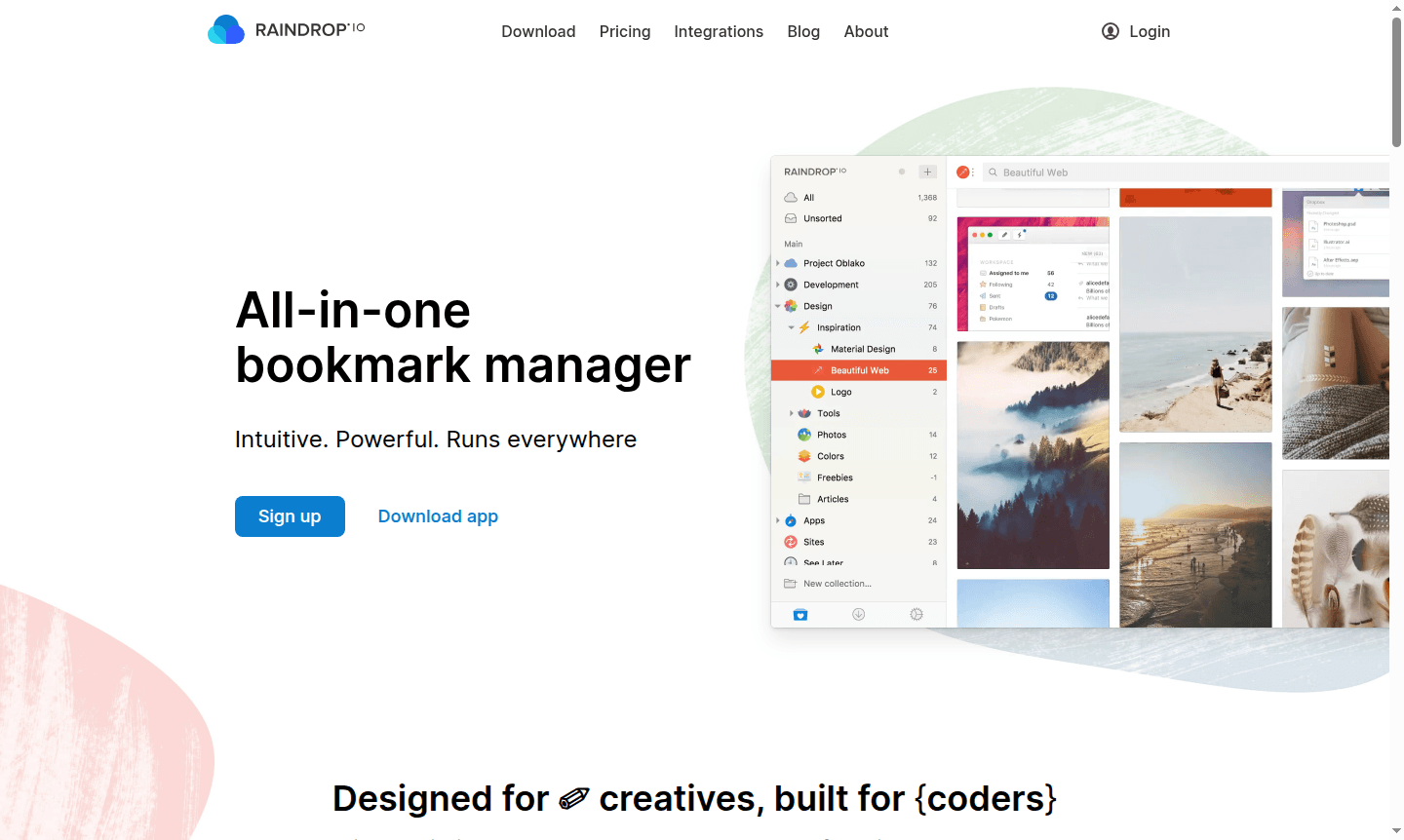 Raindrop.io interface thumbnail