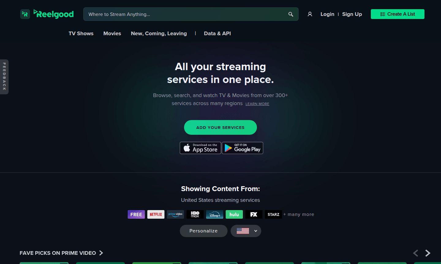 Reelgood app interface