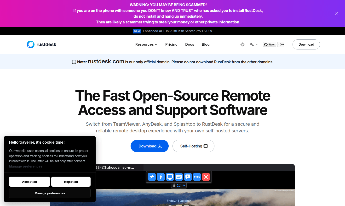 RustDesk application interface
