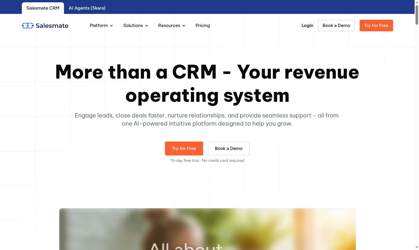 Salesmate platform interface