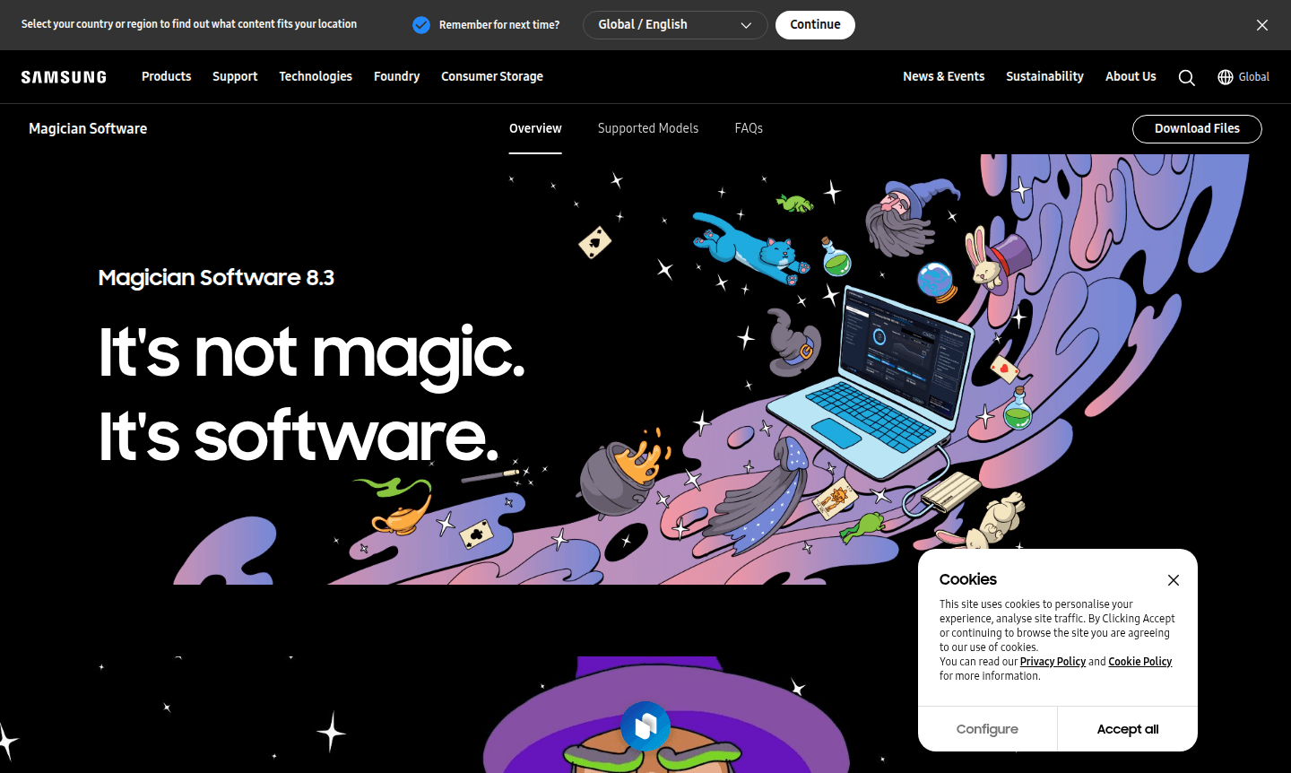 Samsung Magician software interface