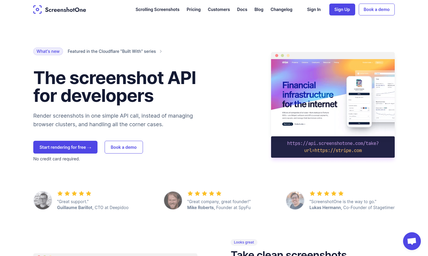ScreenshotOne tool interface and features