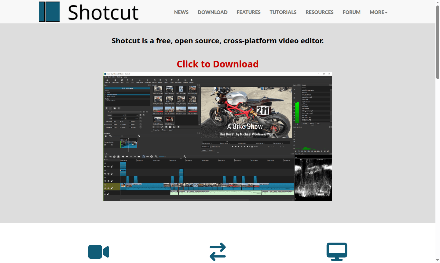 Shotcut video editor interface