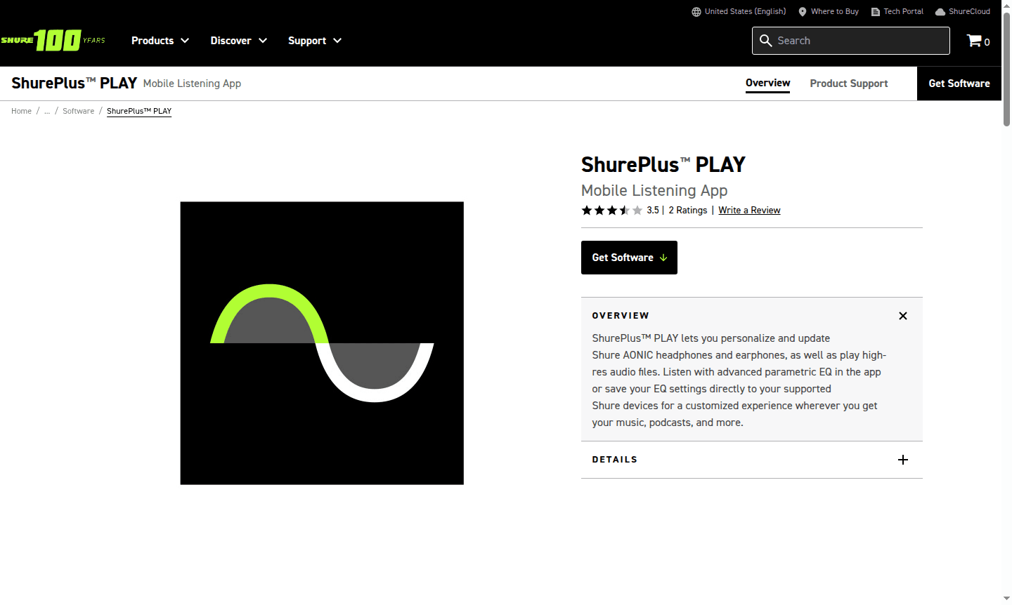ShurePlus Mobile Listening App interface