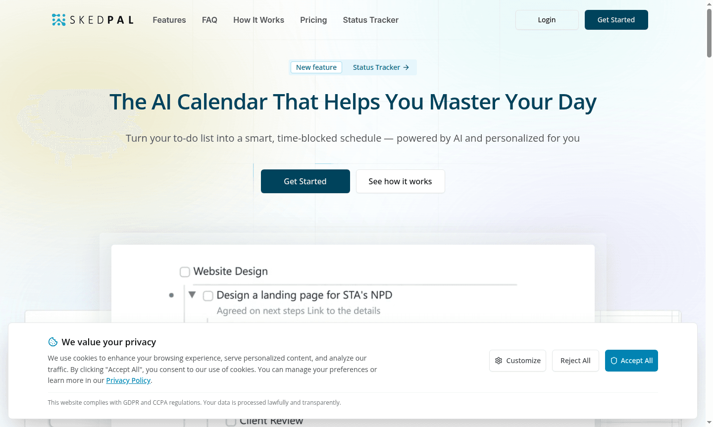 SkedPal application interface