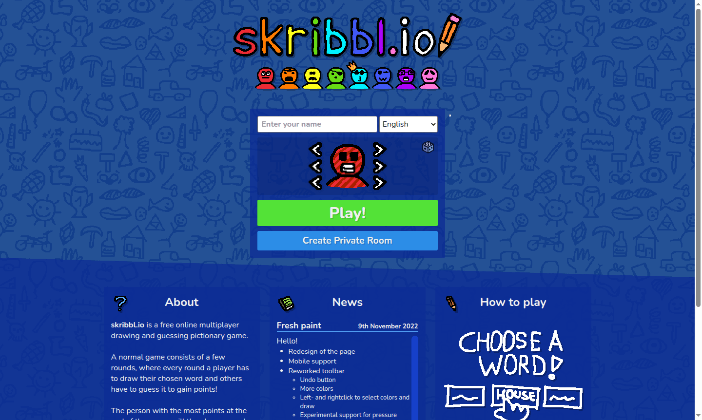 skribbl.io gameplay interface