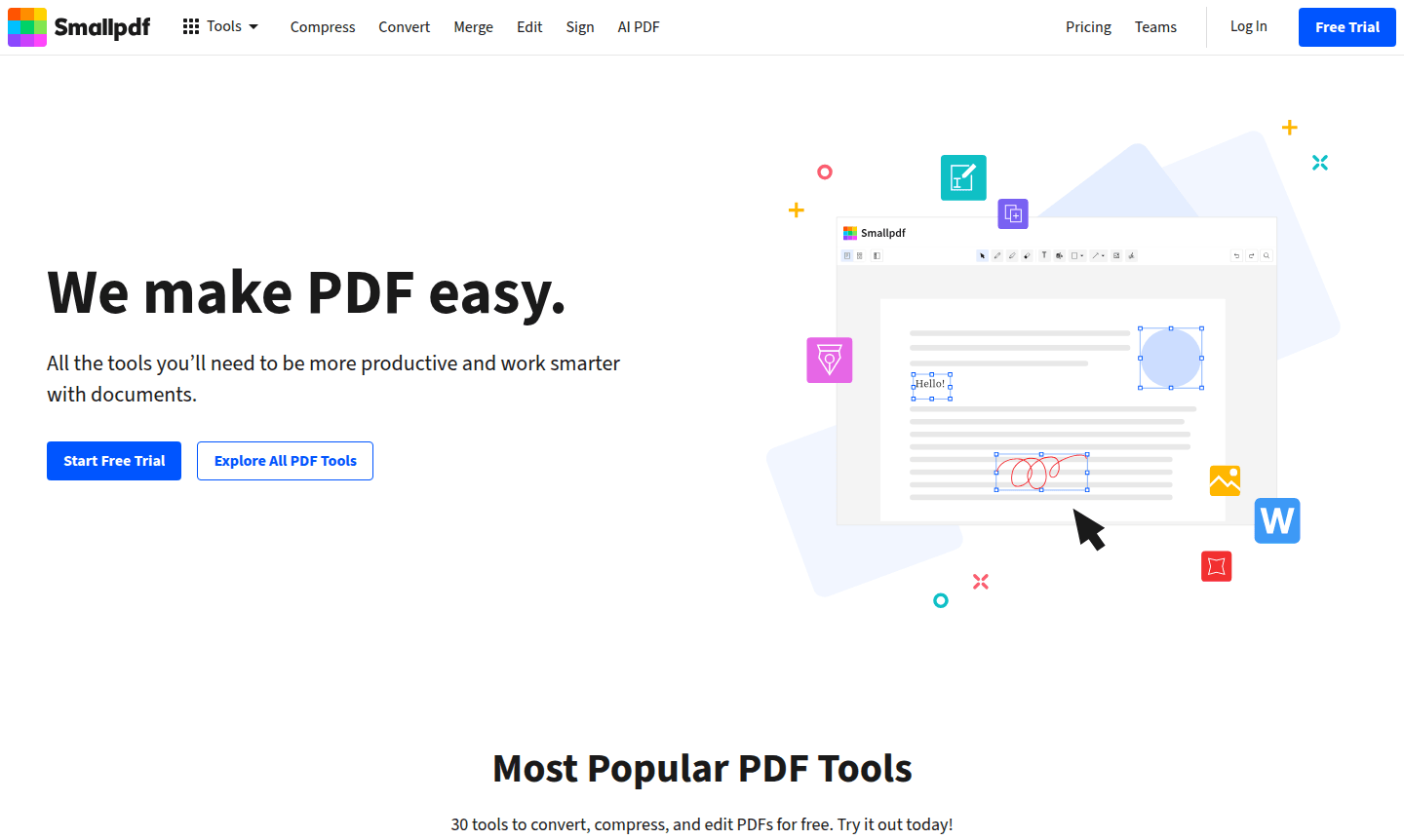 Smallpdf tool interface