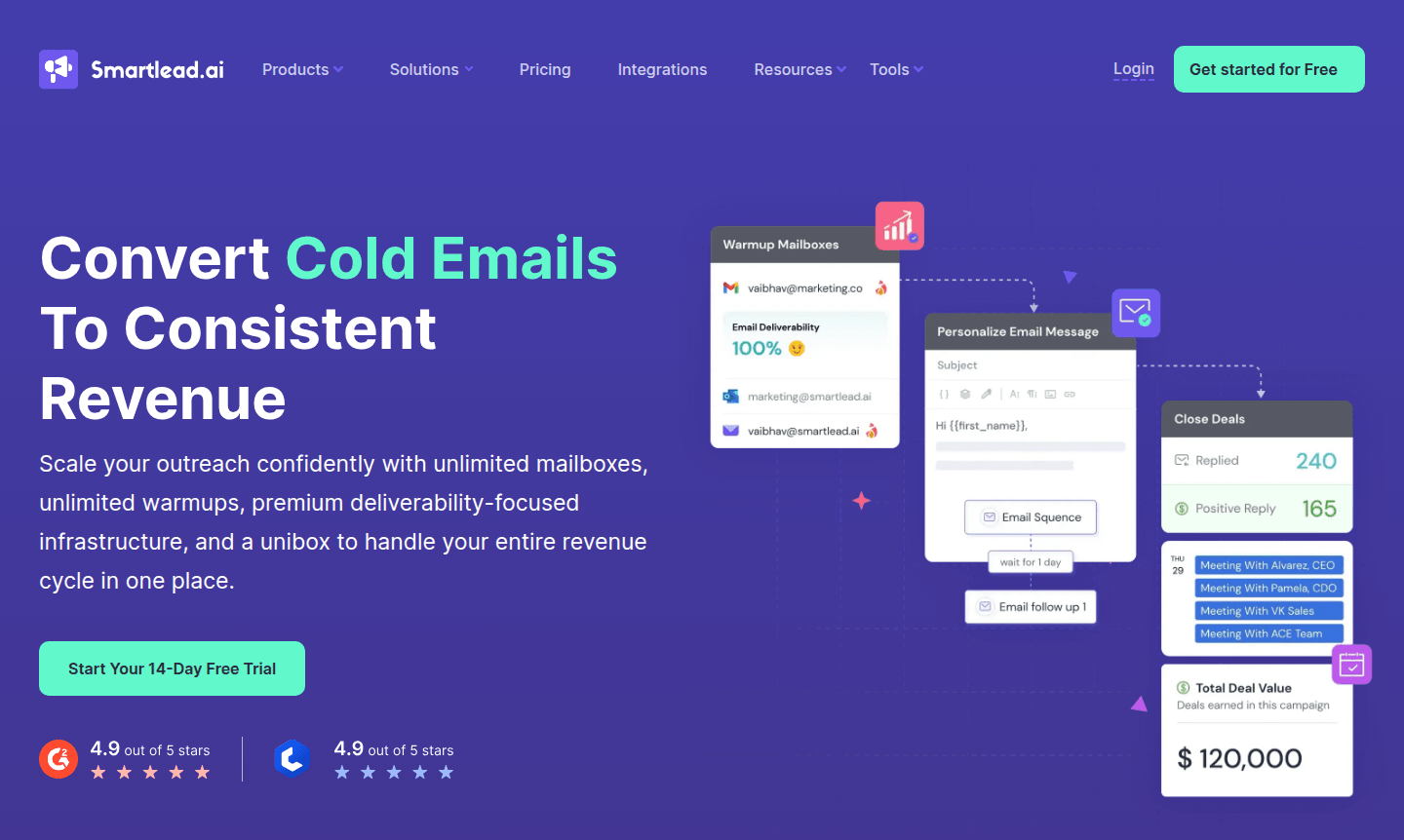 Smartlead thumbnail showing email campaign management interface