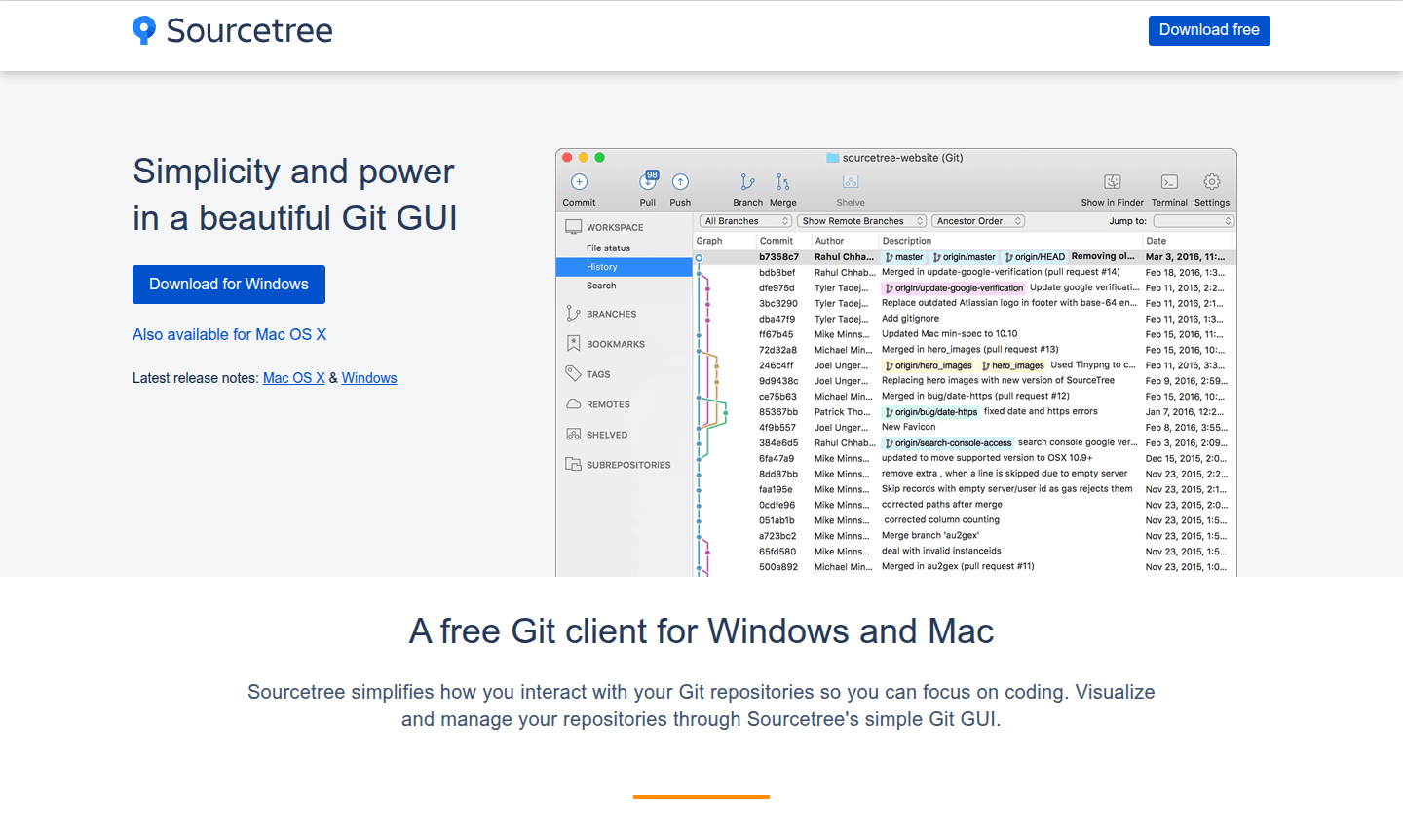Sourcetree application interface