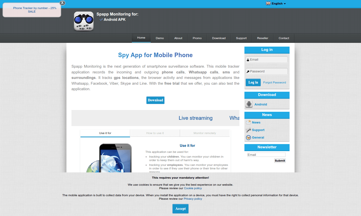 Spapp Monitoring app dashboard