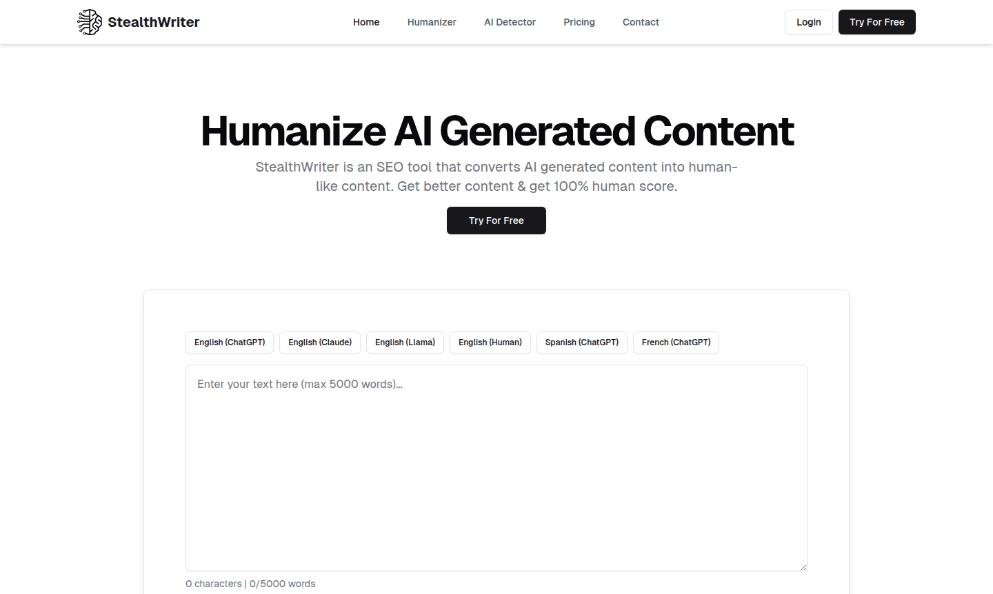 StealthWriter tool interface