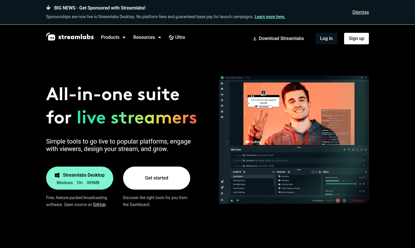 Streamlabs application interface