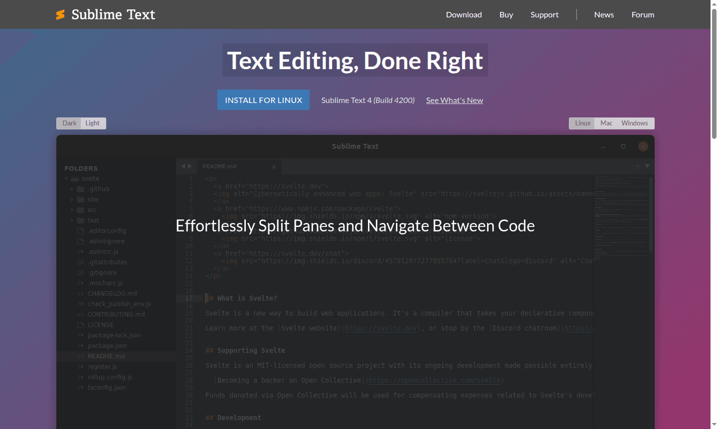 Sublime Text application interface