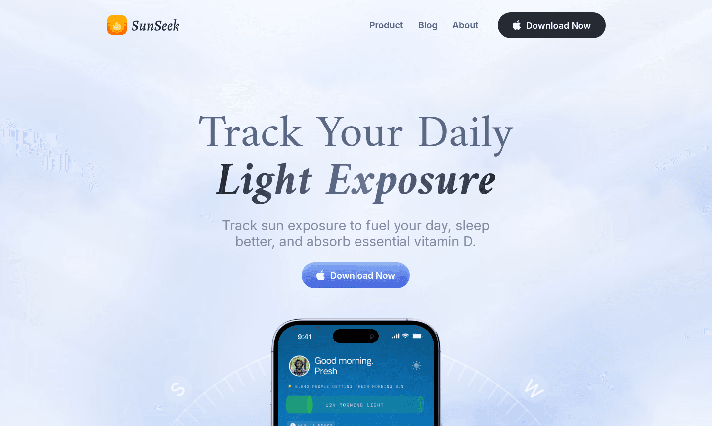 SunSeek app interface showing sunlight tracking features