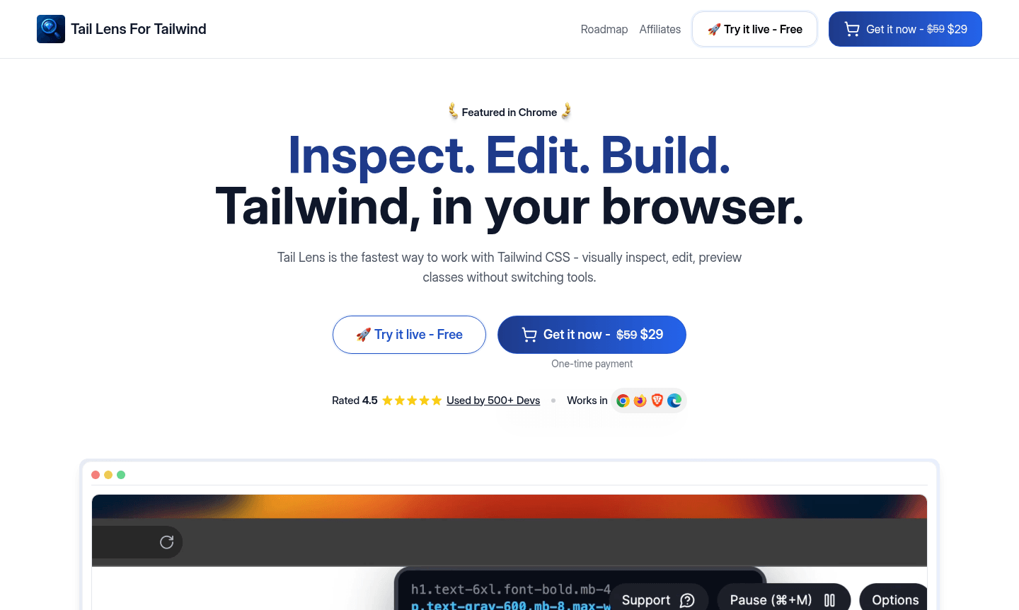Tail Lens interface thumbnail