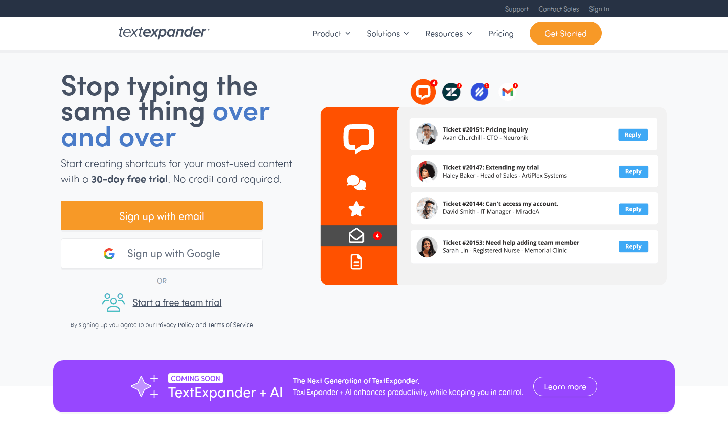 TextExpander application interface showing snippet management