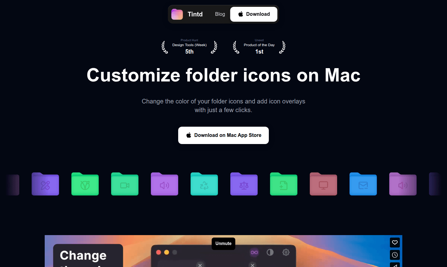 Tintd folder customization interface