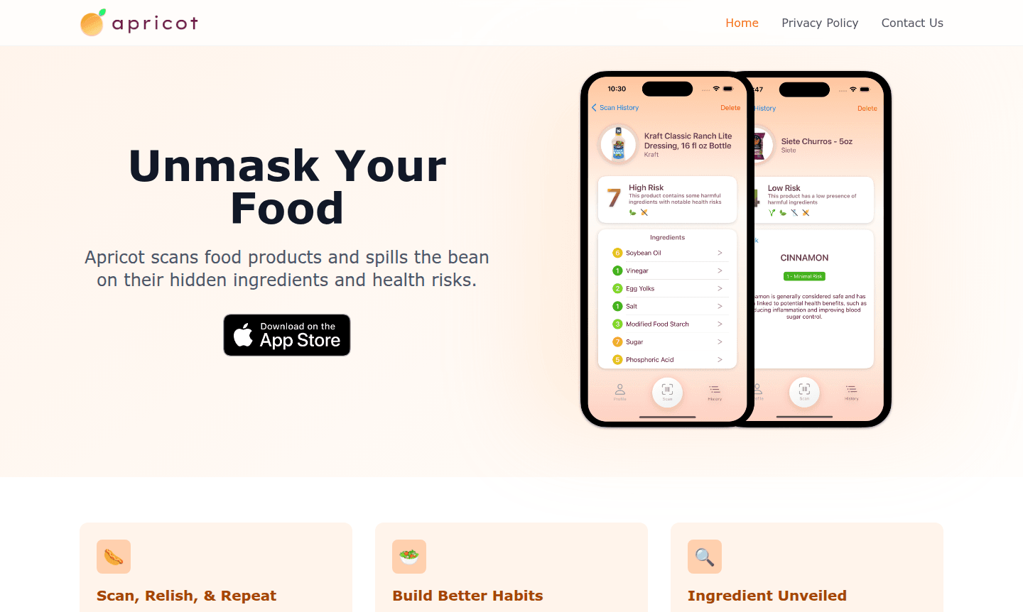 Screenshot of Apricot app interface