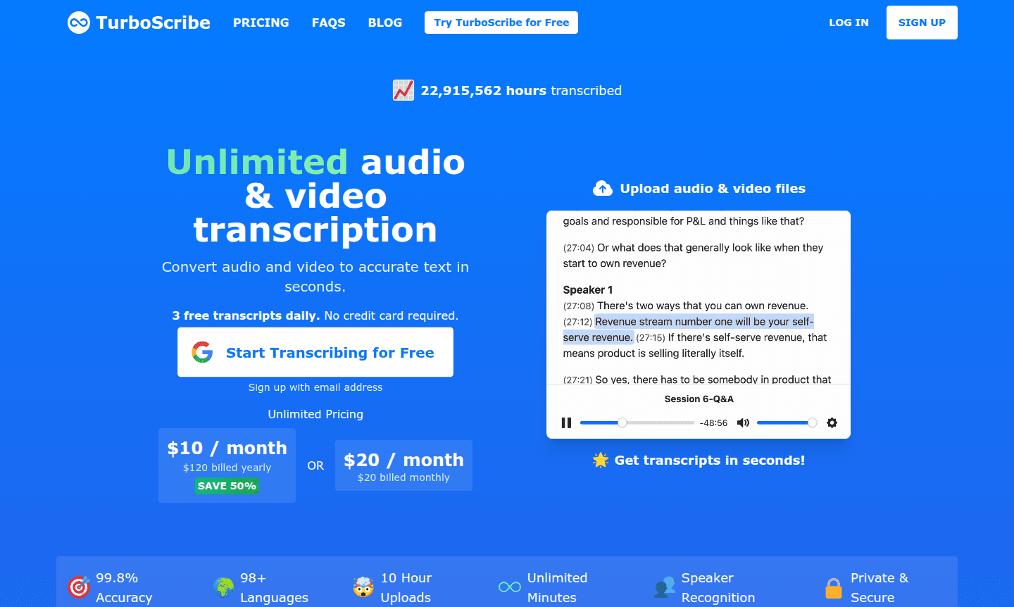 TurboScribe thumbnail image representing transcription services