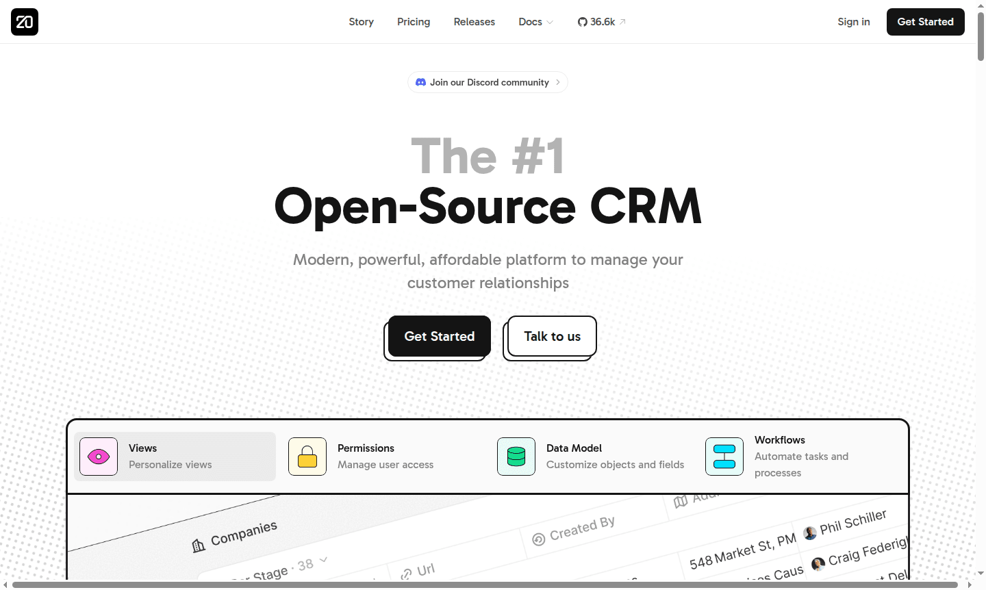Twenty CRM platform interface