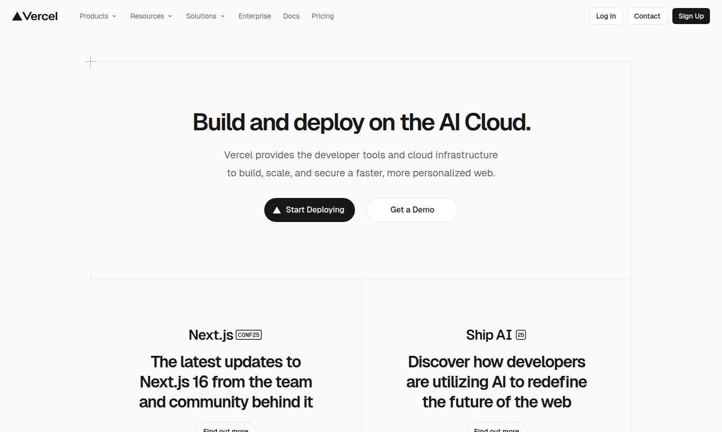 Vercel cloud platform interface