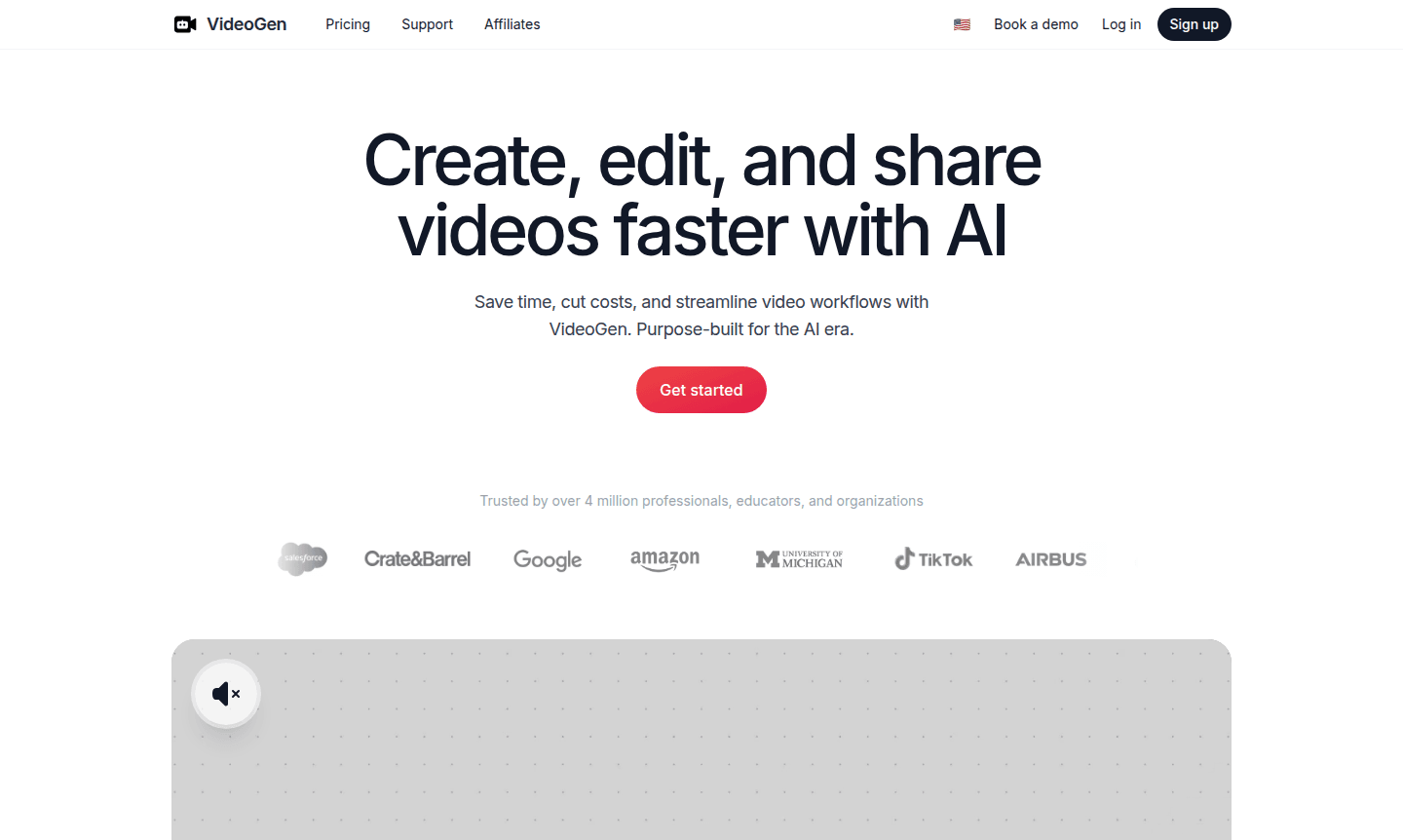 VideoGen thumbnail showing the interface of the AI video generator