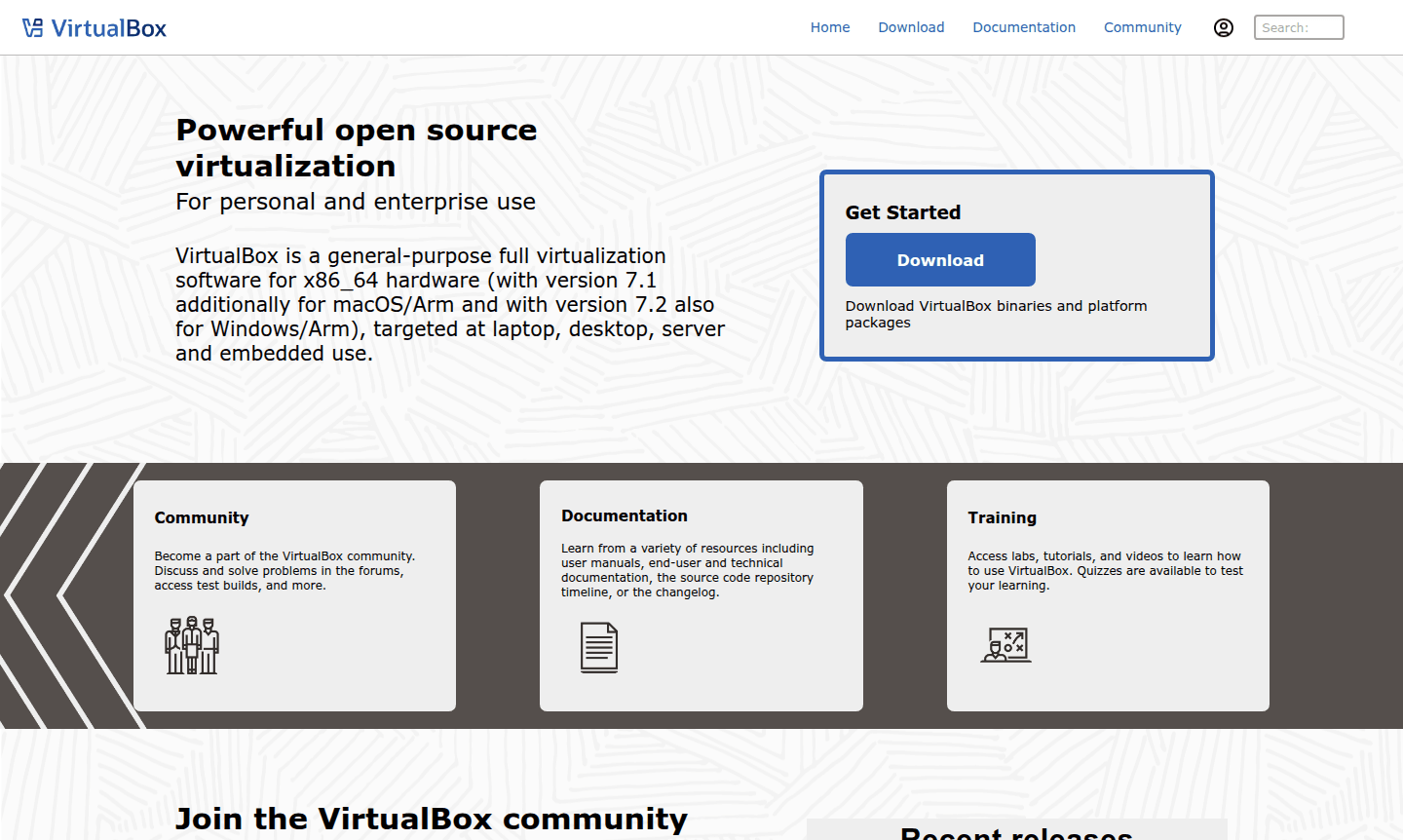 Screenshot of VirtualBox interface showing virtual machine management