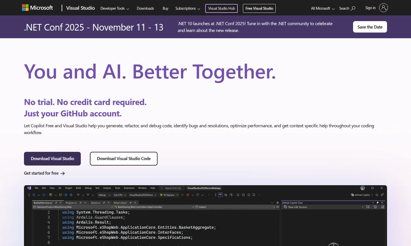 Visual Studio development environment