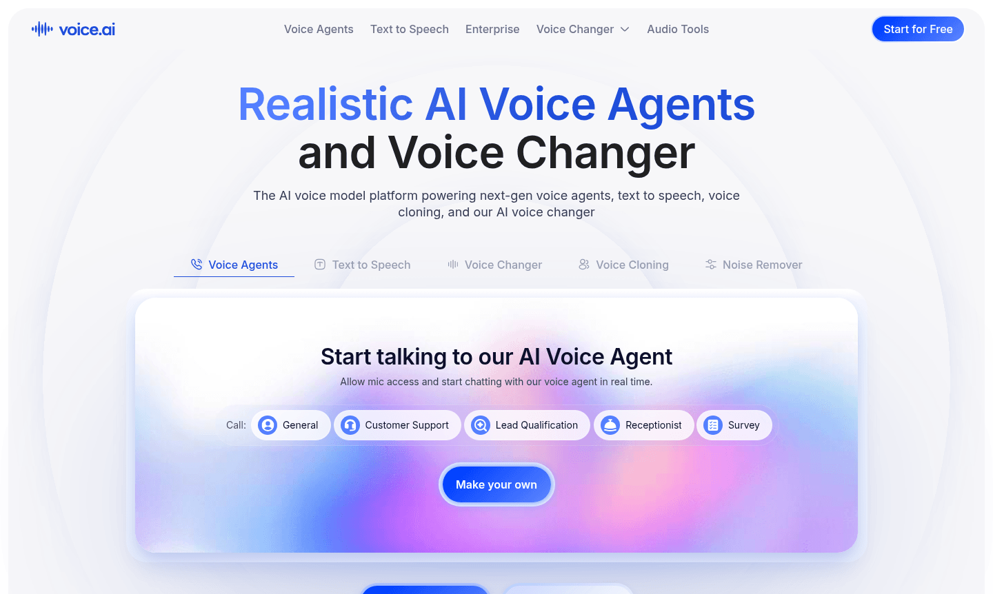 Voice.ai platform screenshot