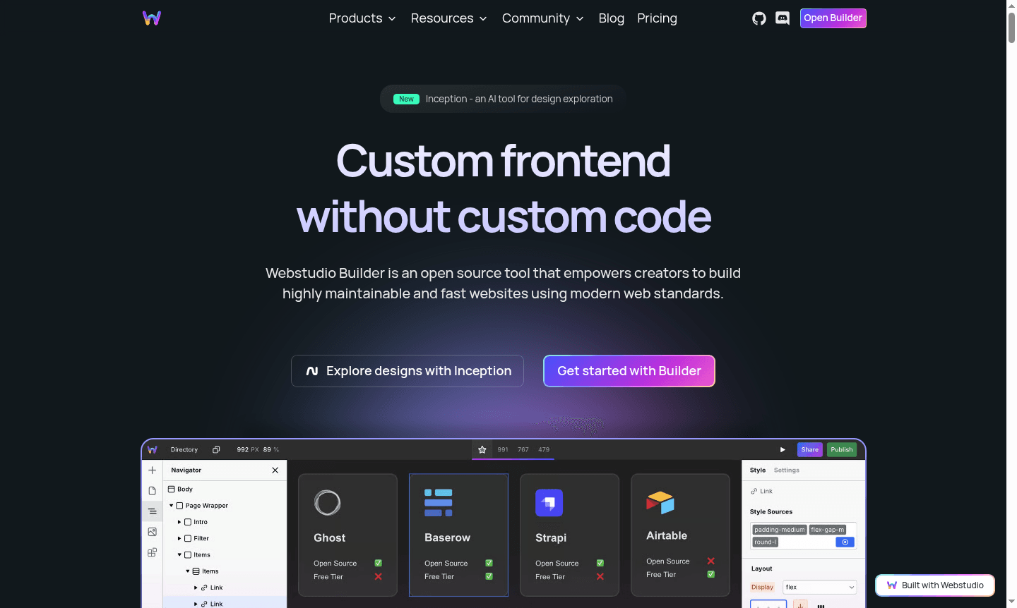 Webstudio website builder interface