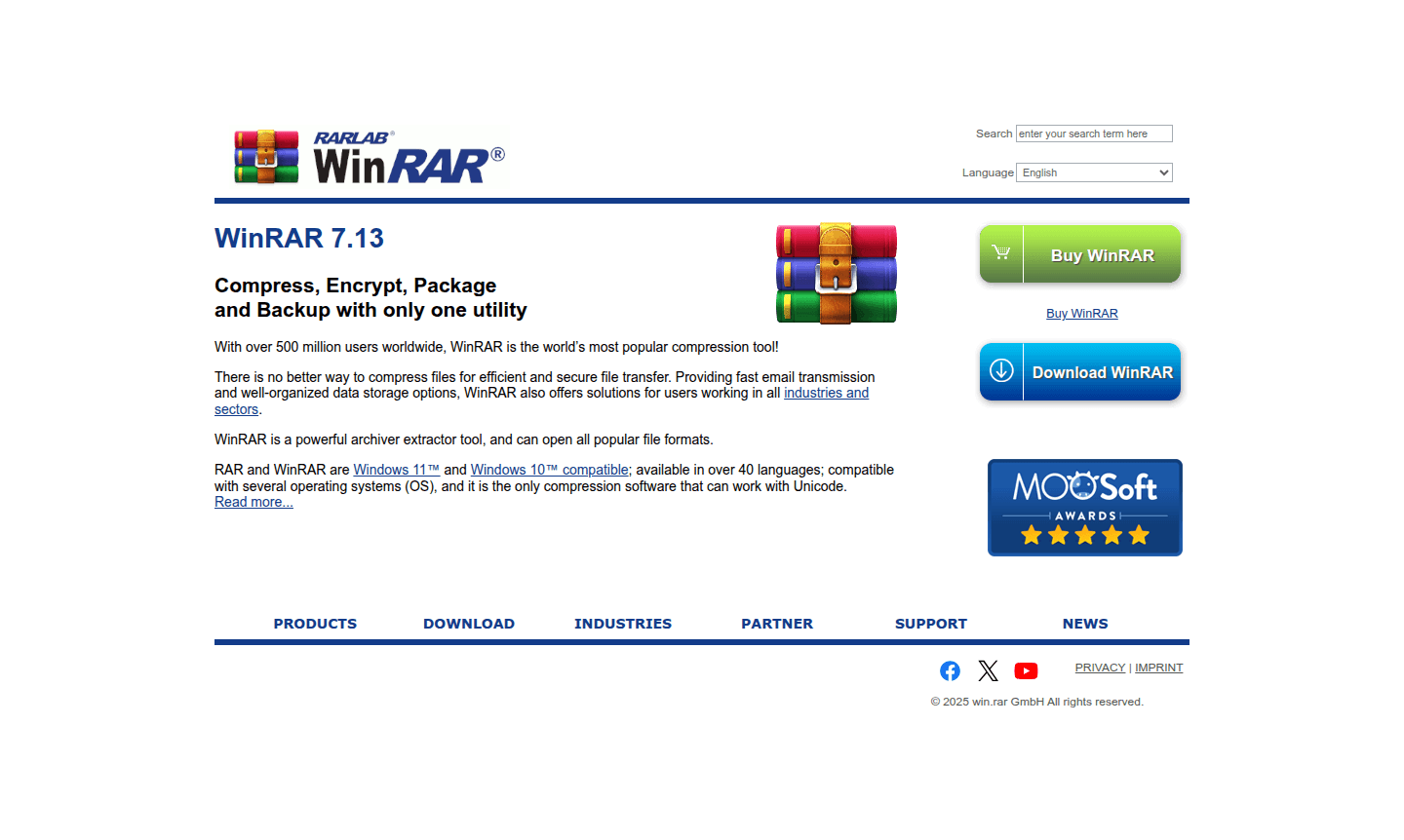 WinRAR software interface