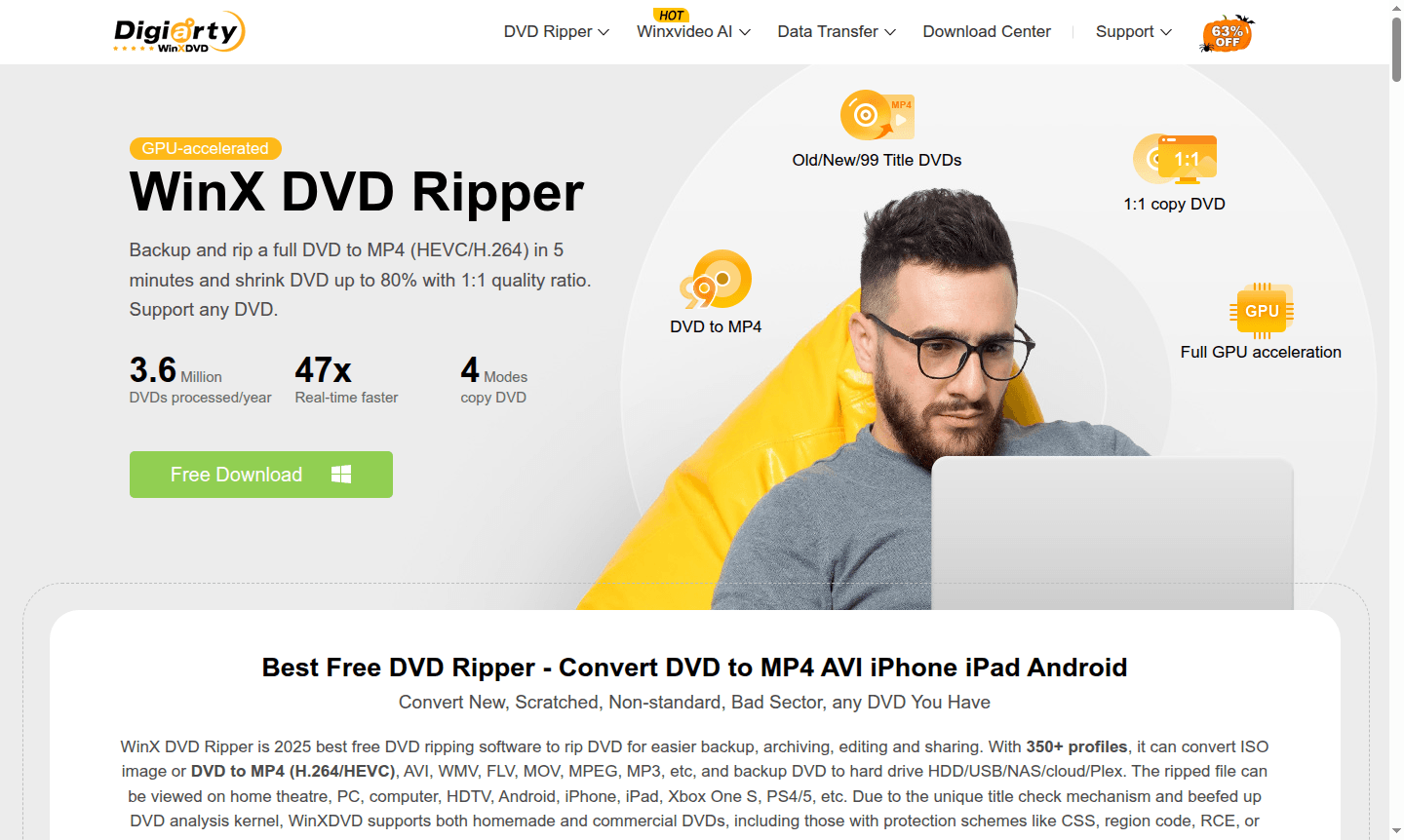 WinX DVD Ripper software interface