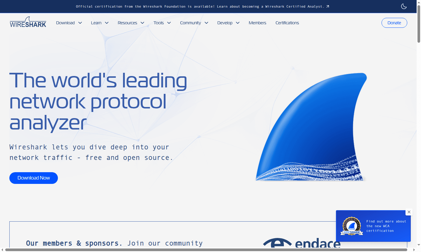Screenshot of Wireshark interface showing packet capture and analysis