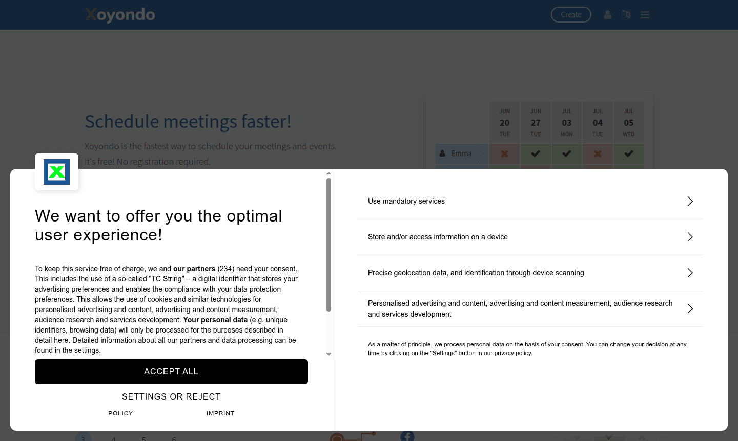 Xoyondo tool interface overview