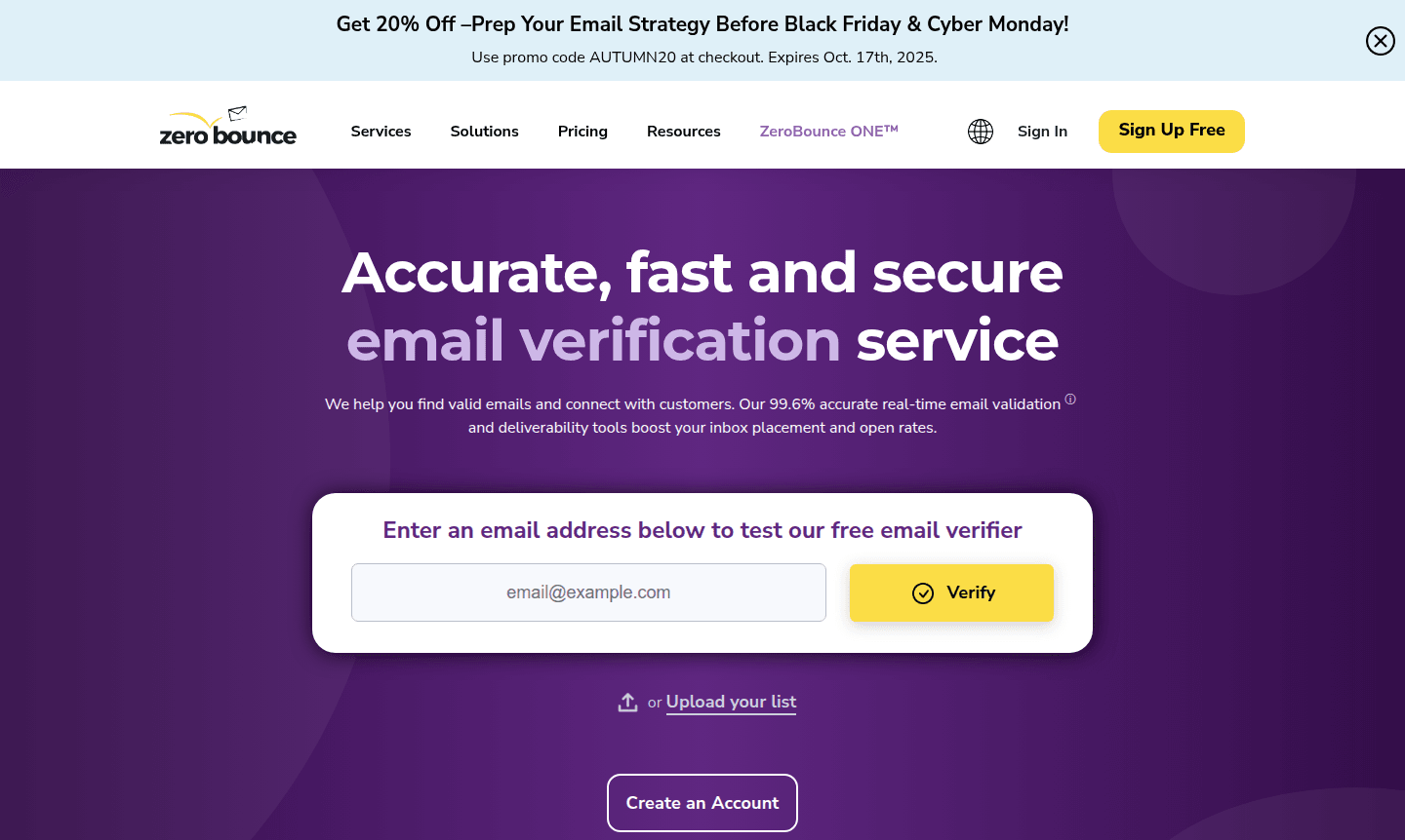 ZeroBounce thumbnail image representing email list cleaning and validation
